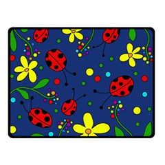 Ladybugs - Blue Double Sided Fleece Blanket (small)  by Valentinaart