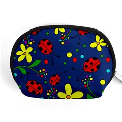 Ladybugs - Blue Accessory Pouches (medium)  by Valentinaart