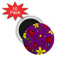 Ladybugs - Purple 1 75  Magnets (10 Pack)  by Valentinaart