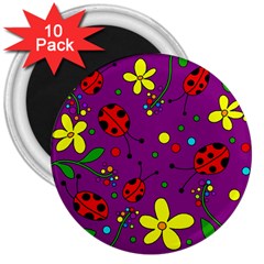 Ladybugs - Purple 3  Magnets (10 Pack)  by Valentinaart