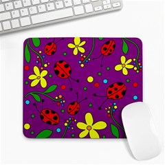 Ladybugs - Purple Large Mousepads by Valentinaart