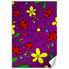 Ladybugs - Purple Canvas 20  X 30   by Valentinaart