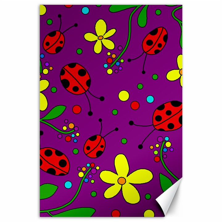 Ladybugs - purple Canvas 24  x 36 