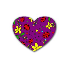 Ladybugs - Purple Heart Coaster (4 Pack)  by Valentinaart