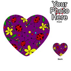 Ladybugs - Purple Multi-purpose Cards (heart)  by Valentinaart