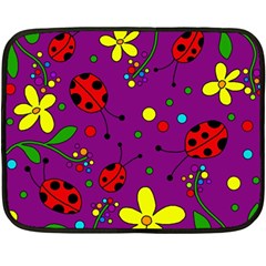 Ladybugs - Purple Fleece Blanket (mini) by Valentinaart