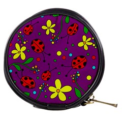 Ladybugs - Purple Mini Makeup Bags by Valentinaart