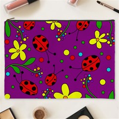 Ladybugs - Purple Cosmetic Bag (xxxl)  by Valentinaart