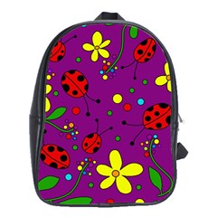 Ladybugs - Purple School Bags (xl)  by Valentinaart