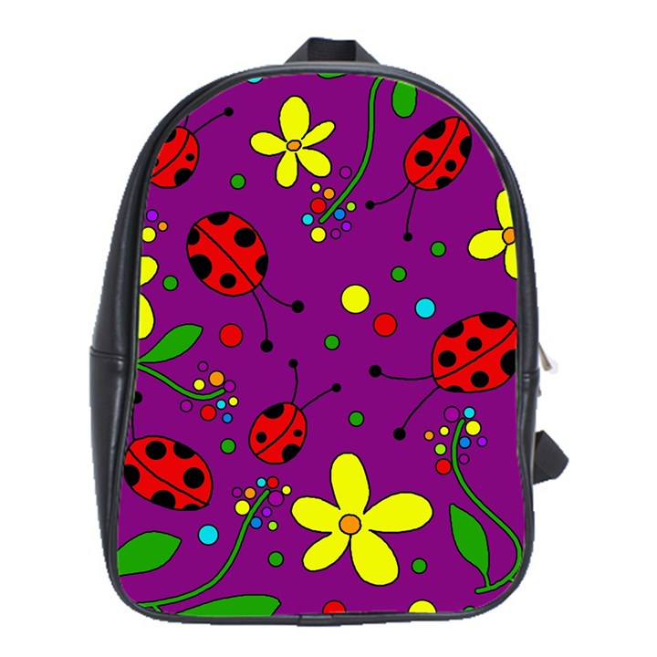 Ladybugs - purple School Bags (XL) 