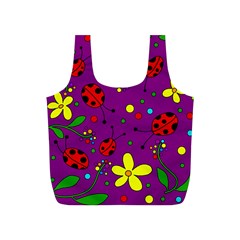 Ladybugs - Purple Full Print Recycle Bags (s)  by Valentinaart