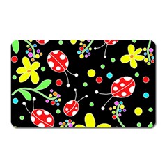 Flowers And Ladybugs Magnet (rectangular) by Valentinaart