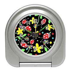 Flowers And Ladybugs Travel Alarm Clocks by Valentinaart