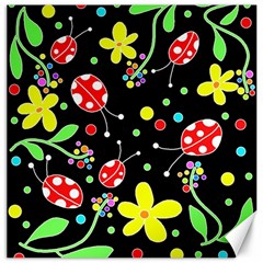 Flowers And Ladybugs Canvas 12  X 12   by Valentinaart