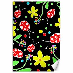 Flowers And Ladybugs Canvas 24  X 36  by Valentinaart