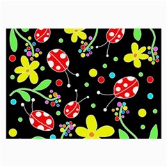 Flowers And Ladybugs Large Glasses Cloth by Valentinaart