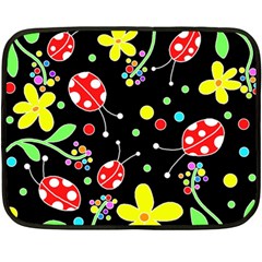 Flowers And Ladybugs Double Sided Fleece Blanket (mini)  by Valentinaart