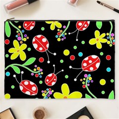 Flowers And Ladybugs Cosmetic Bag (xxxl)  by Valentinaart