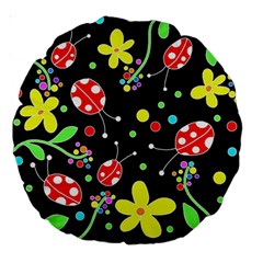 Flowers And Ladybugs Large 18  Premium Round Cushions by Valentinaart