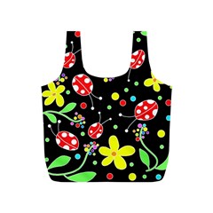 Flowers And Ladybugs Full Print Recycle Bags (s)  by Valentinaart