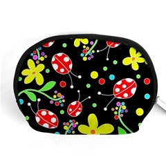 Flowers And Ladybugs Accessory Pouches (medium)  by Valentinaart