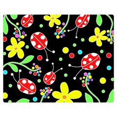 Flowers And Ladybugs Double Sided Flano Blanket (medium)  by Valentinaart