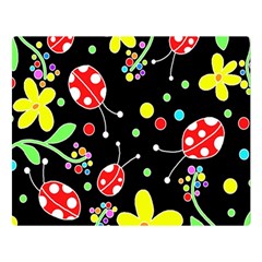 Flowers And Ladybugs Double Sided Flano Blanket (large)  by Valentinaart