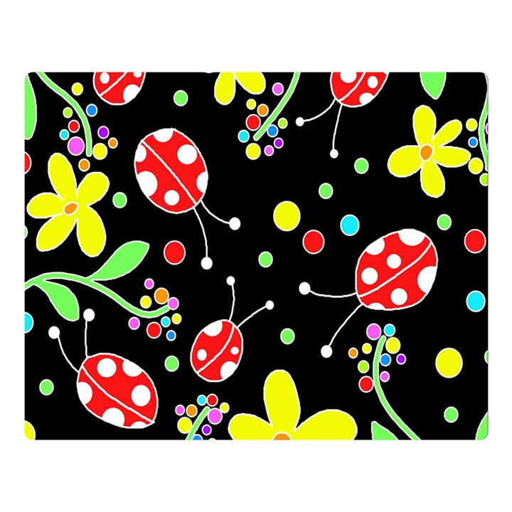 Flowers and ladybugs Double Sided Flano Blanket (Large) 