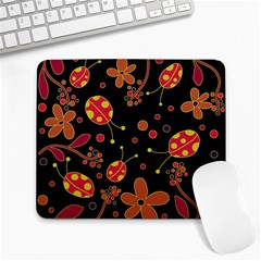 Flowers And Ladybugs 2 Large Mousepads by Valentinaart