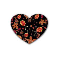 Flowers And Ladybugs 2 Heart Coaster (4 Pack)  by Valentinaart