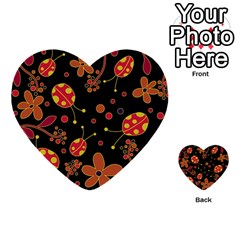 Flowers And Ladybugs 2 Multi-purpose Cards (heart) 