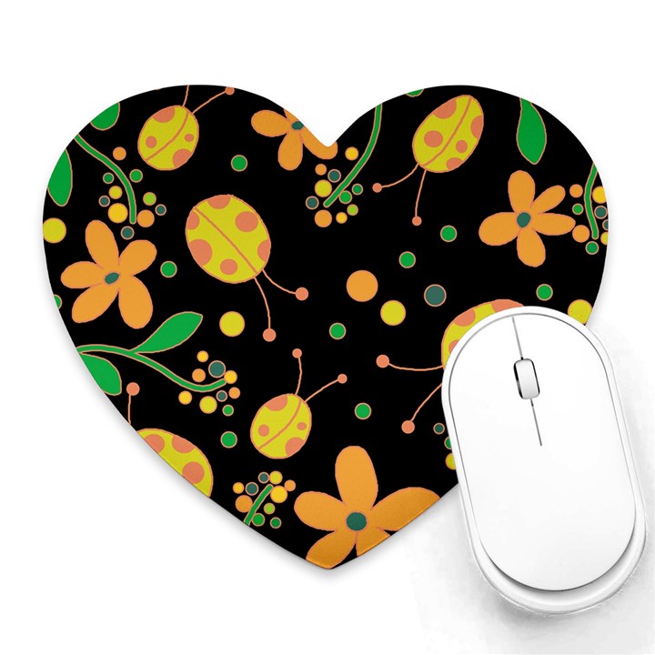 Ladybugs and flowers 3 Heart Mousepads