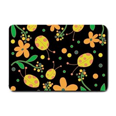 Ladybugs And Flowers 3 Small Doormat  by Valentinaart