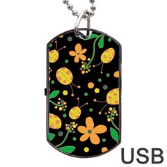 Ladybugs And Flowers 3 Dog Tag Usb Flash (two Sides)  by Valentinaart