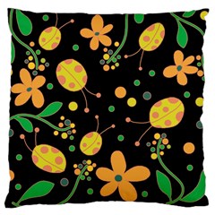 Ladybugs And Flowers 3 Large Cushion Case (one Side) by Valentinaart