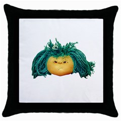 Angry Girl Doll Throw Pillow Case (black) by dflcprints