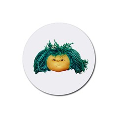 Angry Girl Doll Rubber Coaster (round)  by dflcprints