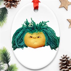 Angry Girl Doll Oval Ornament (two Sides)