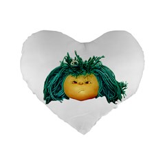 Angry Girl Doll Standard 16  Premium Flano Heart Shape Cushions by dflcprints