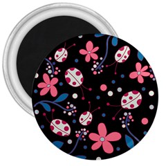 Pink ladybugs and flowers  3  Magnets