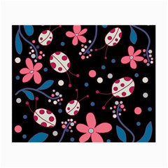 Pink Ladybugs And Flowers  Small Glasses Cloth (2-side) by Valentinaart