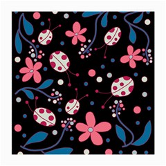 Pink ladybugs and flowers  Medium Glasses Cloth