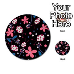 Pink Ladybugs And Flowers  Multi-purpose Cards (round)  by Valentinaart