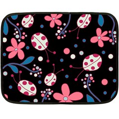 Pink Ladybugs And Flowers  Double Sided Fleece Blanket (mini)  by Valentinaart