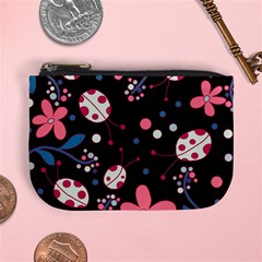 Pink ladybugs and flowers  Mini Coin Purses