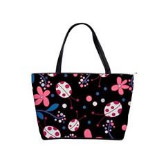 Pink ladybugs and flowers  Shoulder Handbags