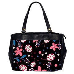 Pink ladybugs and flowers  Office Handbags (2 Sides) 