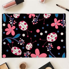 Pink ladybugs and flowers  Cosmetic Bag (XXL) 