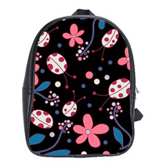 Pink ladybugs and flowers  School Bags (XL) 