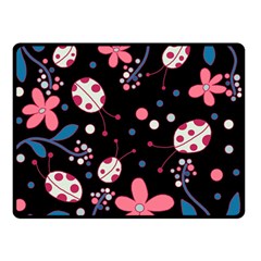 Pink Ladybugs And Flowers  Double Sided Fleece Blanket (small)  by Valentinaart